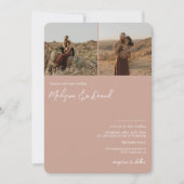 Roze puistjes 3 foto's qr code bruiloft kaart (Voorkant)