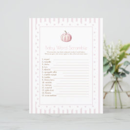Roze Pumpkin baby Word Scrabble baby shower spel