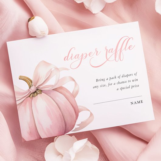 Roze Pumpkin Bow Baby shower Luier Raffle Informatiekaartje