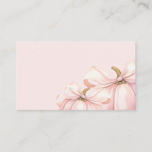 Roze Pumpkin Bow Baby shower Luier Raffle Informatiekaartje (Achterkant)