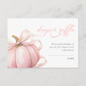 Roze Pumpkin Bow Baby shower Luier Raffle Informatiekaartje (Voorkant)