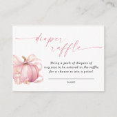Roze Pumpkin Bow Baby shower Luier Raffle Ticket Informatiekaartje (Voorkant)