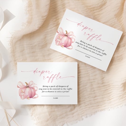 Roze Pumpkin Bow Baby shower Luier Raffle Ticket Informatiekaartje