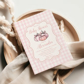 Roze Pumpkin Bow Girl Baby shower Kaart