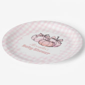 Roze Pumpkin Bow Girl Baby shower Papieren Bordje (Gekanteld)