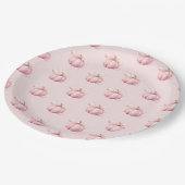 Roze Pumpkin Bow Girl Baby shower Papieren Bordje (Gekanteld)