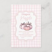 Roze Pumpkin Bow Girl Baby shower Raffle Diapper Informatiekaartje (Voorkant)