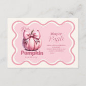 Roze Pumpkin Bow Girl Baby shower Raffle Diapper Informatiekaartje (Voorkant)