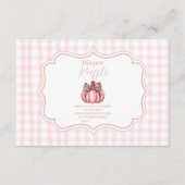 Roze Pumpkin Bow Girl Baby shower Raffle Diapper Informatiekaartje (Voorkant)