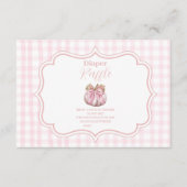 Roze Pumpkin Bow Girl Baby shower Raffle Diapper Informatiekaartje (Voorkant)