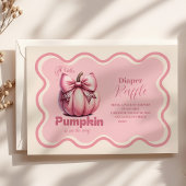 Roze Pumpkin Bow Girl Baby shower Raffle Diapper Informatiekaartje