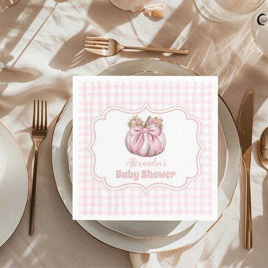 Roze Pumpkin Bow Girl Baby shower Servet