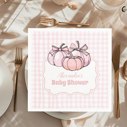 Roze Pumpkin Bow Girl Baby shower Servet