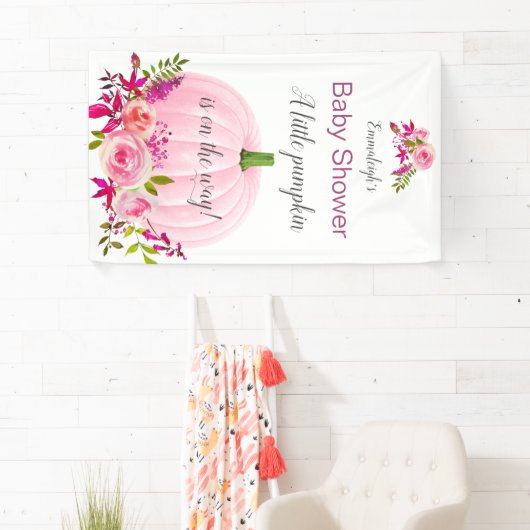 Roze Pumpkin Custom Baby shower Spandoek (Insitu)