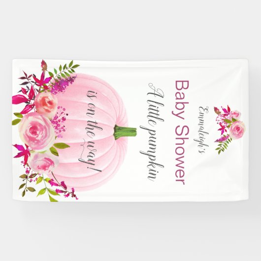 Roze Pumpkin Custom Baby shower Spandoek (Horizontaal)