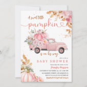 Roze Pumpkin Truck Baby shower Girl Little Pimpkin Kaart (Voorkant)