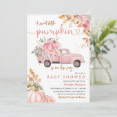 Roze Pumpkin Truck Baby shower Girl Little Pimpkin Kaart (Staand voorkant)