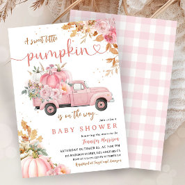 Roze Pumpkin Truck Baby shower Girl Little Pimpkin Kaart