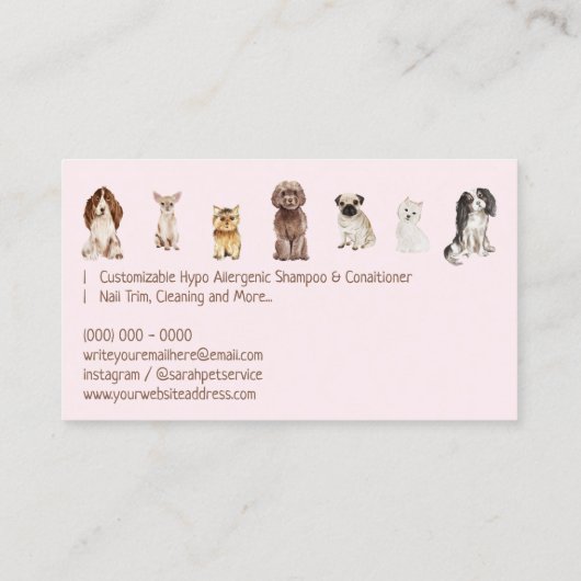 Roze Punch Dog Walker Loyalty Discount Paw Visitekaartje (Achterkant)