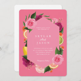 Roze Punch Waterverf Fruity Citrus Floral Pink Kaart