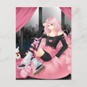 Roze punk anime briefkaart (Voorkant)