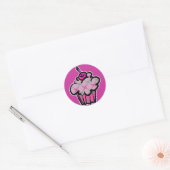 roze punk doodshoofd beker cupcake ronde sticker (Envelop)