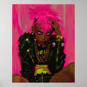 Roze Punk Graffiti Poster met AR Ele