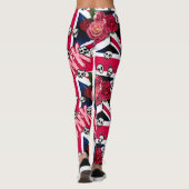 Roze Punk Grunge Union Jack met emoji's en Rozen Leggings (Achterkant)