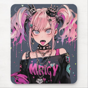 Roze Punk Rocker Anime Meisje Muismat