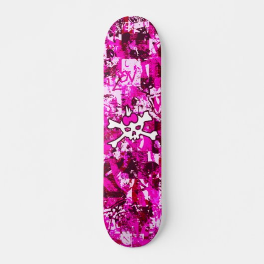 Roze Punk Skull Skateboard (Voorkant)