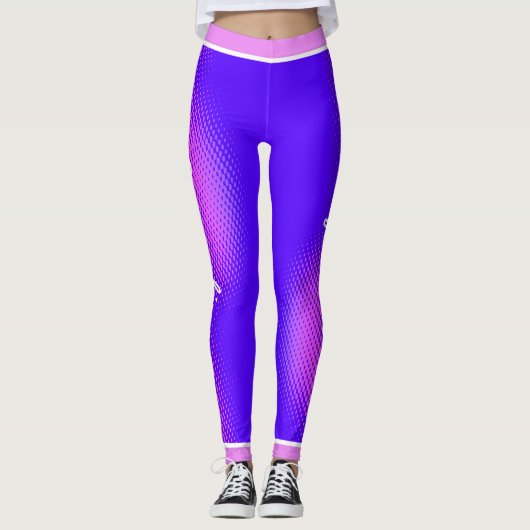 Roze puntenpatroon met naam op BRIGHT VIOLET Leggings (Voorkant)
