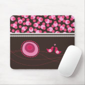 Roze puntjes & Happy Birds Pattern Mousepad Muismat (Met muis)