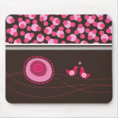 Roze puntjes & Happy Birds Pattern Mousepad Muismat (Voorkant)