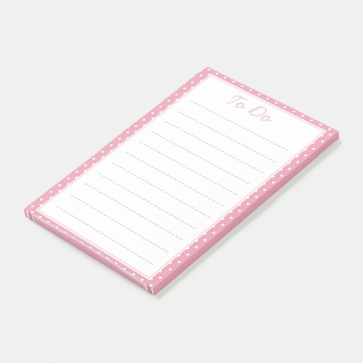 Roze puntpatroon om lijst te doen post-it® notes (Schuin)