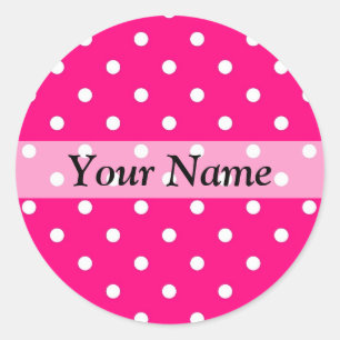 Roze puntpatroon ronde sticker