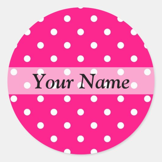 Roze puntpatroon ronde sticker (Voorkant)