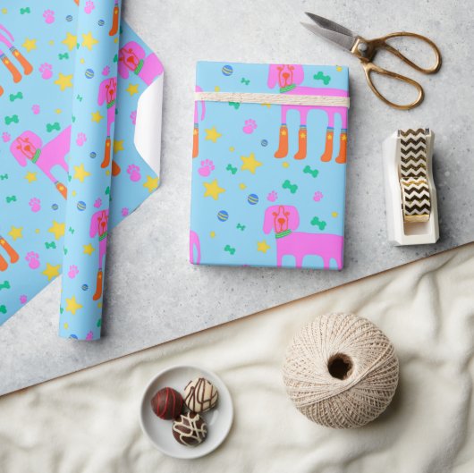 Roze Pup Cadeaupapier (Crafts)