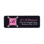 Roze + puple Art Lace Monogram Adres Etiket (Voorkant)