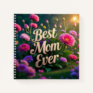 Roze Puppelbloemen Beste moeder ooit Notitieboek