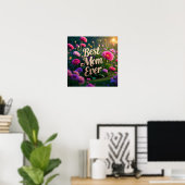 Roze Puppelbloemen Beste moeder ooit Poster (Thuiskantoor)