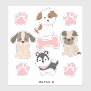 Roze Puppies Stickerblad Sticker