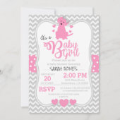 Roze Puppy Baby shower Uitnodiging (Voorkant)