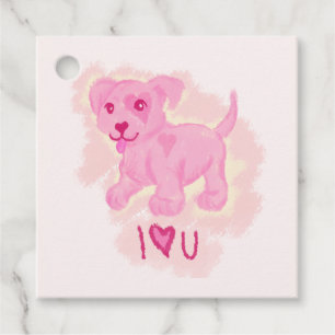 Roze Puppy Bedankjes Labels