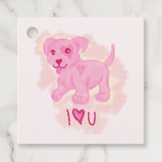 Roze Puppy Bedankjes Labels (Voorkant)