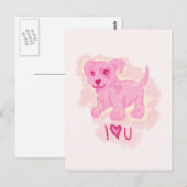 Roze puppy briefkaart (Voorkant / Achterkant)