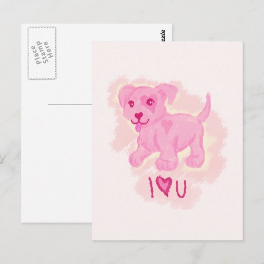 Roze puppy briefkaart (Voorkant / Achterkant)