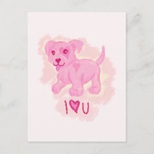 Roze puppy briefkaart