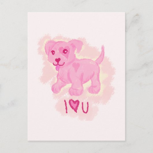 Roze puppy briefkaart (Voorkant)
