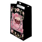 Roze puppy cadeau tas klein cadeauzakje (Voorkant Gekanteld)