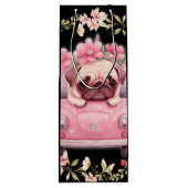 Roze puppy cadeau tas wijn cadeautas (Achterkant)